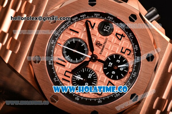 Audemars Piguet Royal Oak Offshore 2014 New Chrono Swiss Valjoux 7750 Automatic Full Rose Gold with Arabic Numeral Markers and Rose Gold Dial (J12) - Click Image to Close